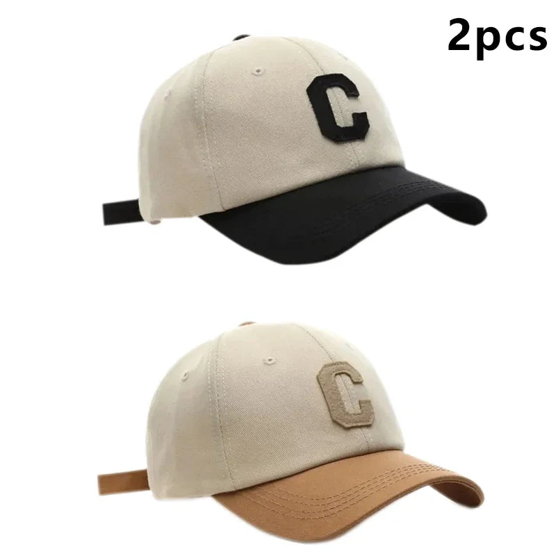 Unisex Letter “C” Patch Baseball Cap – Color Block Fashion Sun Visor Hat (Couple Style, Summer Outdoor)