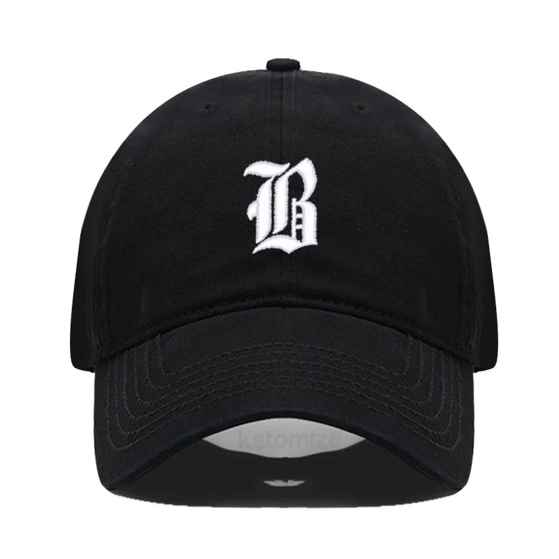 Old English Letter A-Z Embroider Baseball Cap For Men Womne High Quality Soft Cotton Fashion Team Sport Visors Snapback Caps