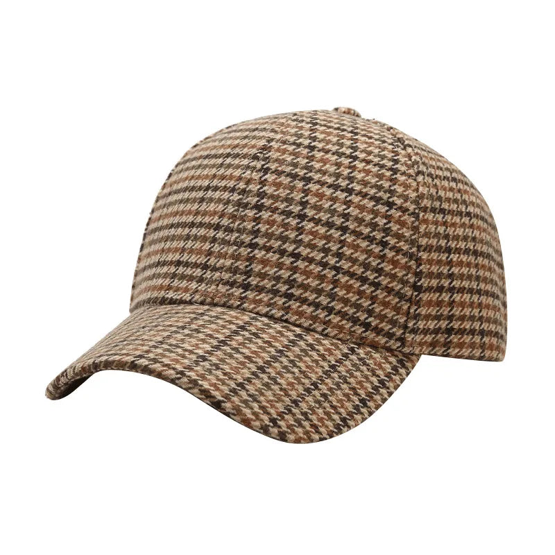 Fall Winter Hat Men's Spring Summer Outdoor Sunscreen Visor Classic Checkered Baseball Cap Hard Top Women's Cap Warm Peaked Cap