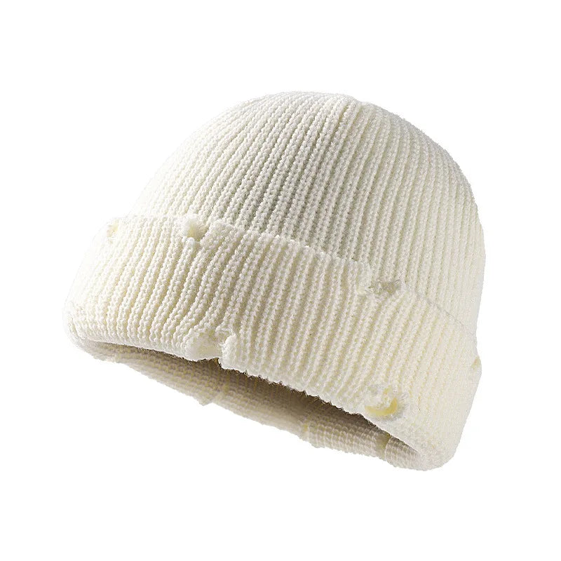 Fall Winter Knitted Hats Beanies Skullies for Men Women Bright Solid Color  Sport Hip-hop Hats Personality Beanies With Cut Hole