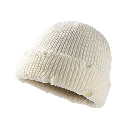 Fall Winter Knitted Hats Beanies Skullies for Men Women Bright Solid Color  Sport Hip-hop Hats Personality Beanies With Cut Hole