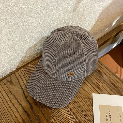 Baseball Cap Women Autumn Winter Solid Color Trendy Corduroy Korean Adjustable Snapback Hats For Women Men Fashion Cap Female