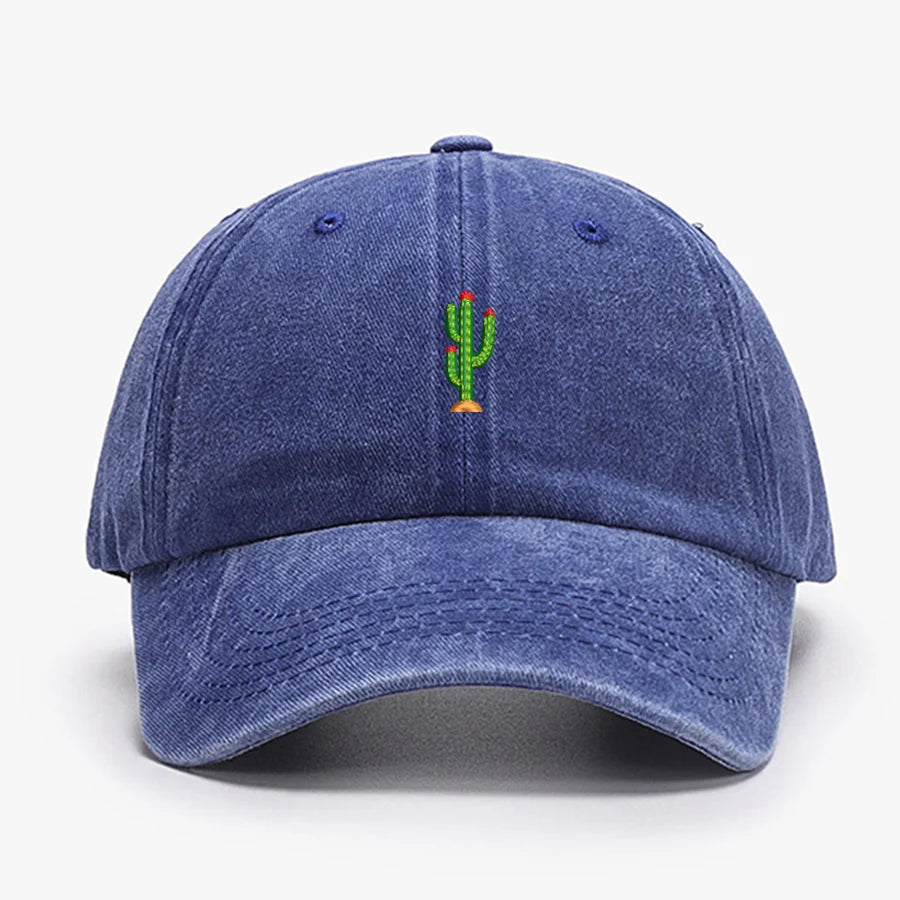 Mini Cactus Embroidery vintage soft Baseball caps Men Women Water Washed Hat Sports Fishing Dad Visor Summer Autumn Peaked cap
