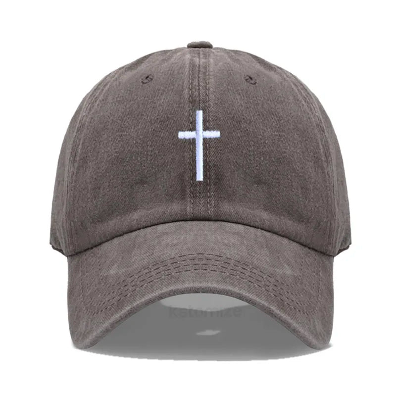 Cross Embroidered Baseball Cap for Women Men Fashion Adjustable Washed Cotton Dad Hat Unisex Classic Golf Caps