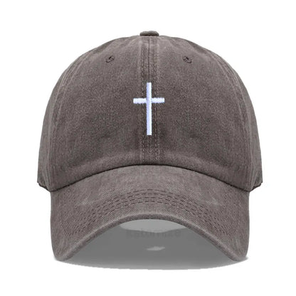 Cross Embroidered Baseball Cap for Women Men Fashion Adjustable Washed Cotton Dad Hat Unisex Classic Golf Caps