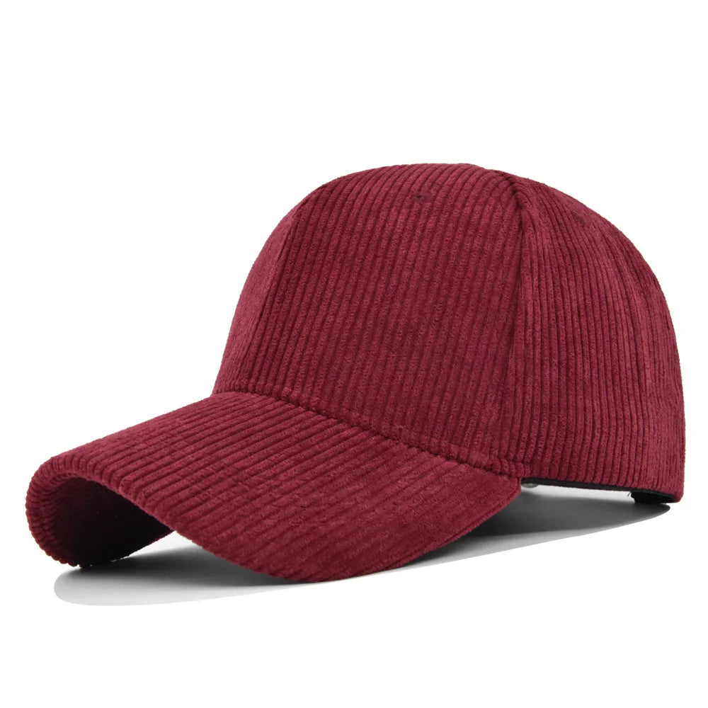 Solid Corduroy Baseball Cap For Women and Men 100%Cotton Vintage Unisex Adjustable Spring Polo Trucker Cap Autumn Winter Sun Hat
