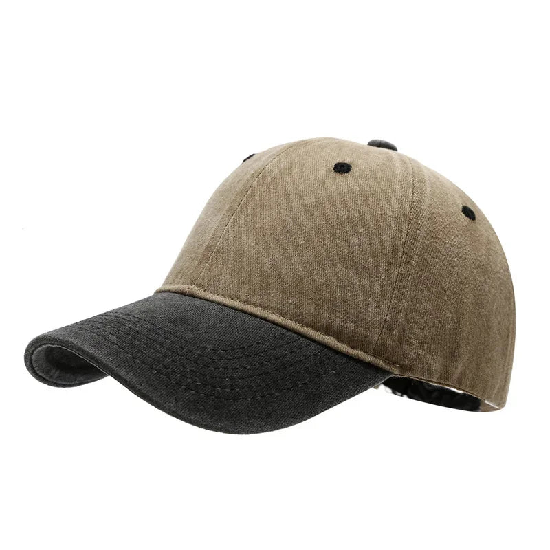 Unisex Vintage Washed Baseball Cap – Color-Matched Adjustable Casual Streetwear Soft Sun Hat for Summer Outdoor Sports
