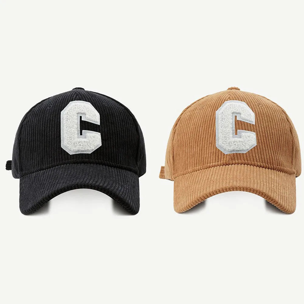 Spring Autumn Corduroy Baseball Cap for Women Men Unisex Vintage C Snapback Hip Hop Hats Winter Adjustable Outdoor Sport Hat