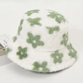 Fluffy Fur Women Bucket Hat Solid Flat Top, Outdoor Thick Warm Sun Hat for Men and Women