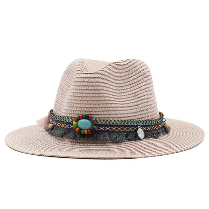 Summer Beach Hat Men and Women Couple Denim Visor Sun Hat Minority Style Denim Straw Hat