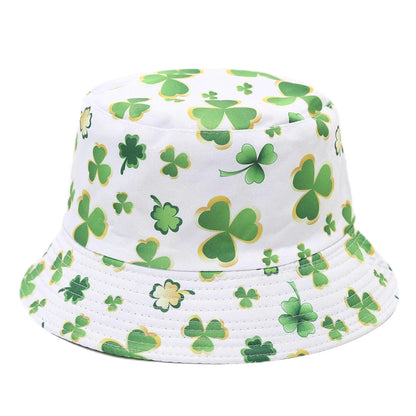 2025 St Patrick's Day Bucket Hat for Women Men Tropical Print Revisible Summer Double Side Sun Hat Green Leaf Panama Beach Cap