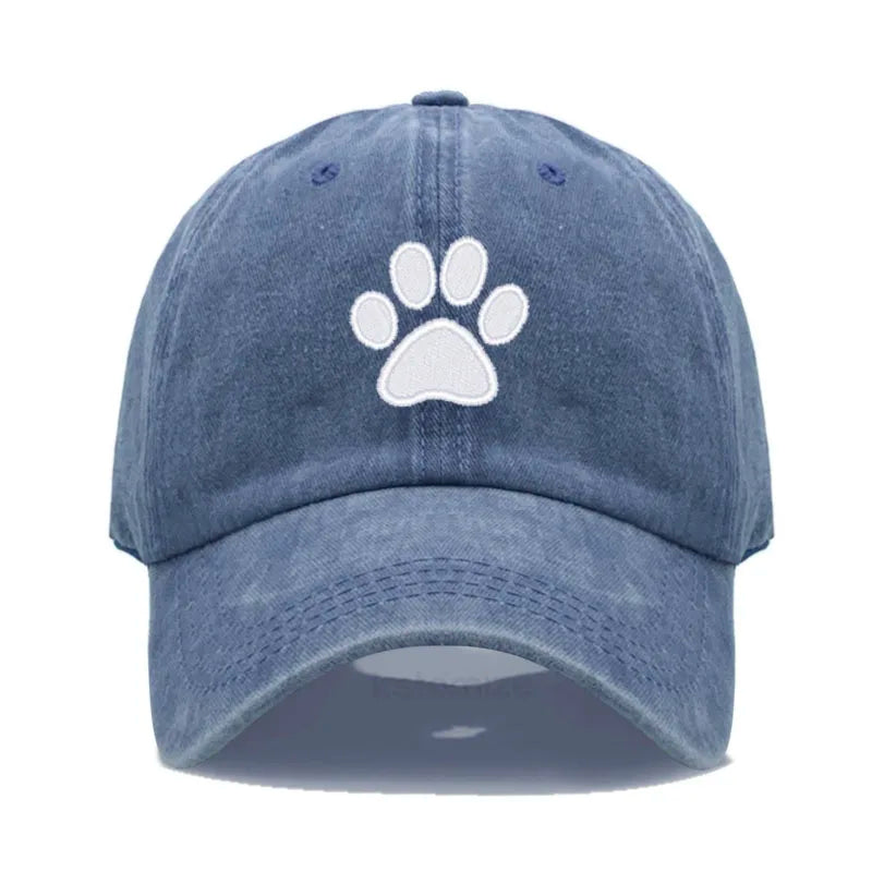 Dog Paw Embroidered Baseball Cap for Women Men Fashion Adjustable Washed Cotton Dad Hat Unisex Classic Golf Caps