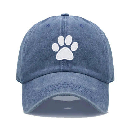 Dog Paw Embroidered Baseball Cap for Women Men Fashion Adjustable Washed Cotton Dad Hat Unisex Classic Golf Caps