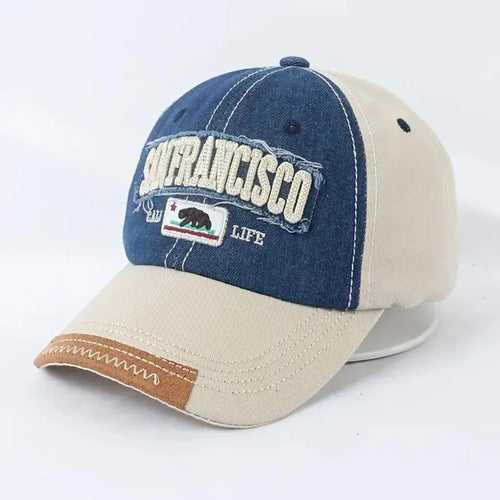 Trendy Distressed Cotton Baseball Cap with Embroidered Lettering - Adjustable Outdoor Headwear