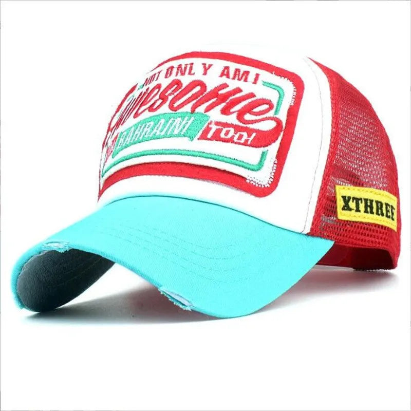 Spring And Summer New Mesh Embroidery Letter Awesome Baseball Cap Women's Baseball Cap Mesh Hat Men's Outdoor Sunscreen Cap