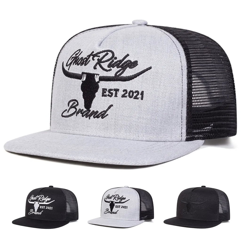 Unisex Bullhead Letter Embroidery Hip-hop Net Hats Spring Summer Outdoor Adjustable Casual Baseball Caps Sunscreen Hat
