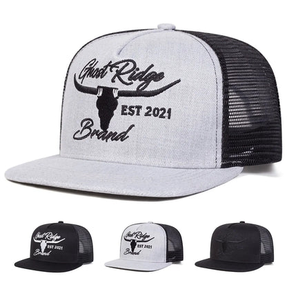 Unisex Bullhead Letter Embroidery Hip-hop Net Hats Spring Summer Outdoor Adjustable Casual Baseball Caps Sunscreen Hat