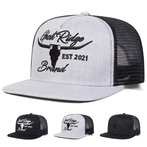 Unisex Bullhead Letter Embroidery Hip-hop Net Hats Spring Summer Outdoor Adjustable Casual Baseball Caps Sunscreen Hat