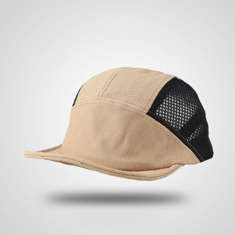 Unisex Korean Quick-Dry Mesh Baseball Cap – Soft Short Brim 5-Panel Snapback Breathable Outdoor Camping Fishing Hat