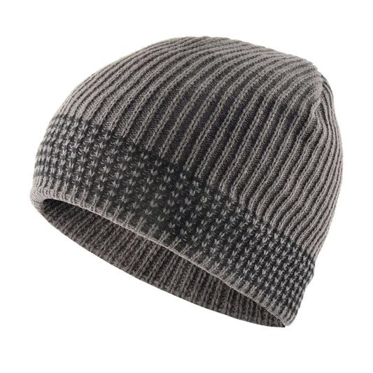 Men's Skullies Beanies Knitted Wool Hats Men Winter Knitting Thick Beanie Hat Double Layer Solid Color Velvet Warm Bonnet Cap
