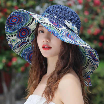 Summer Women's Dayan Sunscreen and Sunshade Fishing Hat Ethnic Style Grass Hat UV Protection Beach Hat