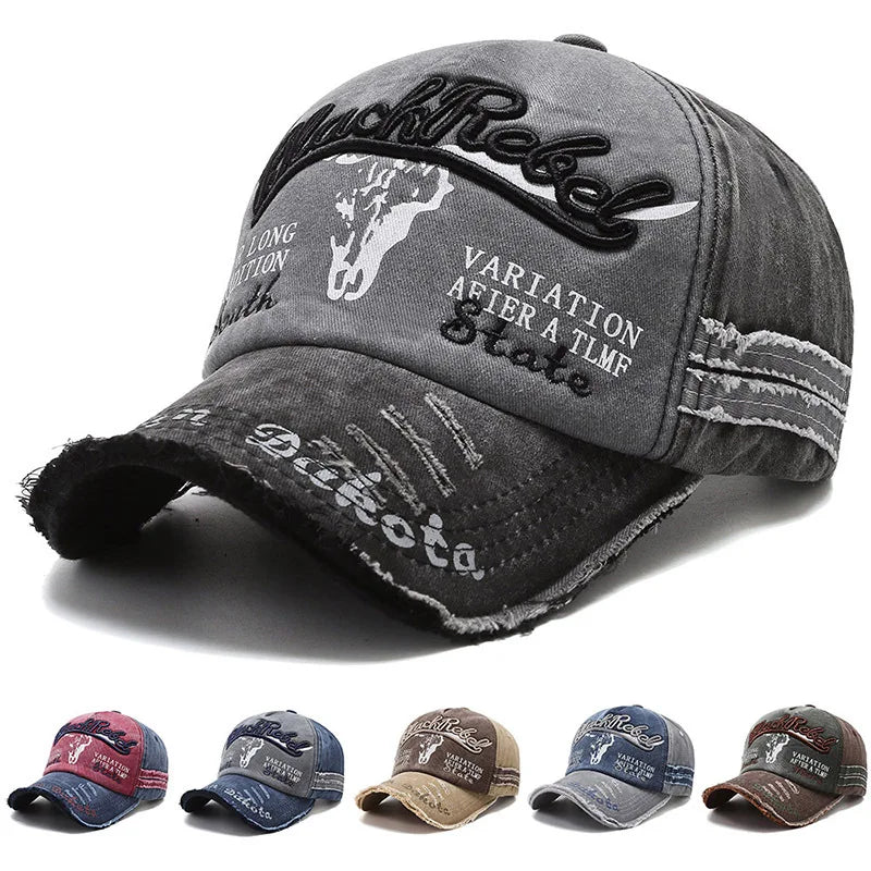 Evrfelan Denim Baseball Cap Hip Hop Letter Snapback Casual Outdoor Hat