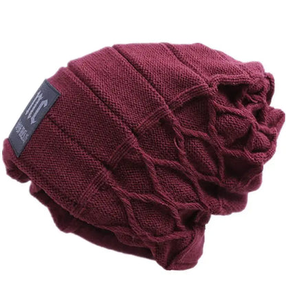 New Unisex Warm Winter Hat Fashion NC Letter Label Knitted Hats For Men & Women Add Fur Lined Thick Ski Beanie Cap