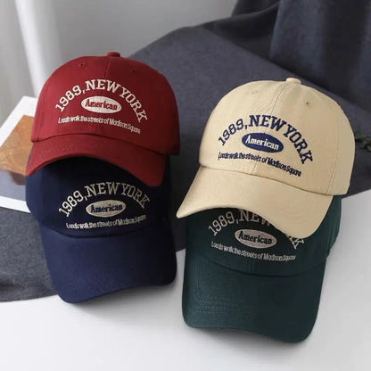 Unisex Retro Letter Embroidery Baseball Cap – Curved Brim Soft Top Casual Snapback Summer Sun Hat