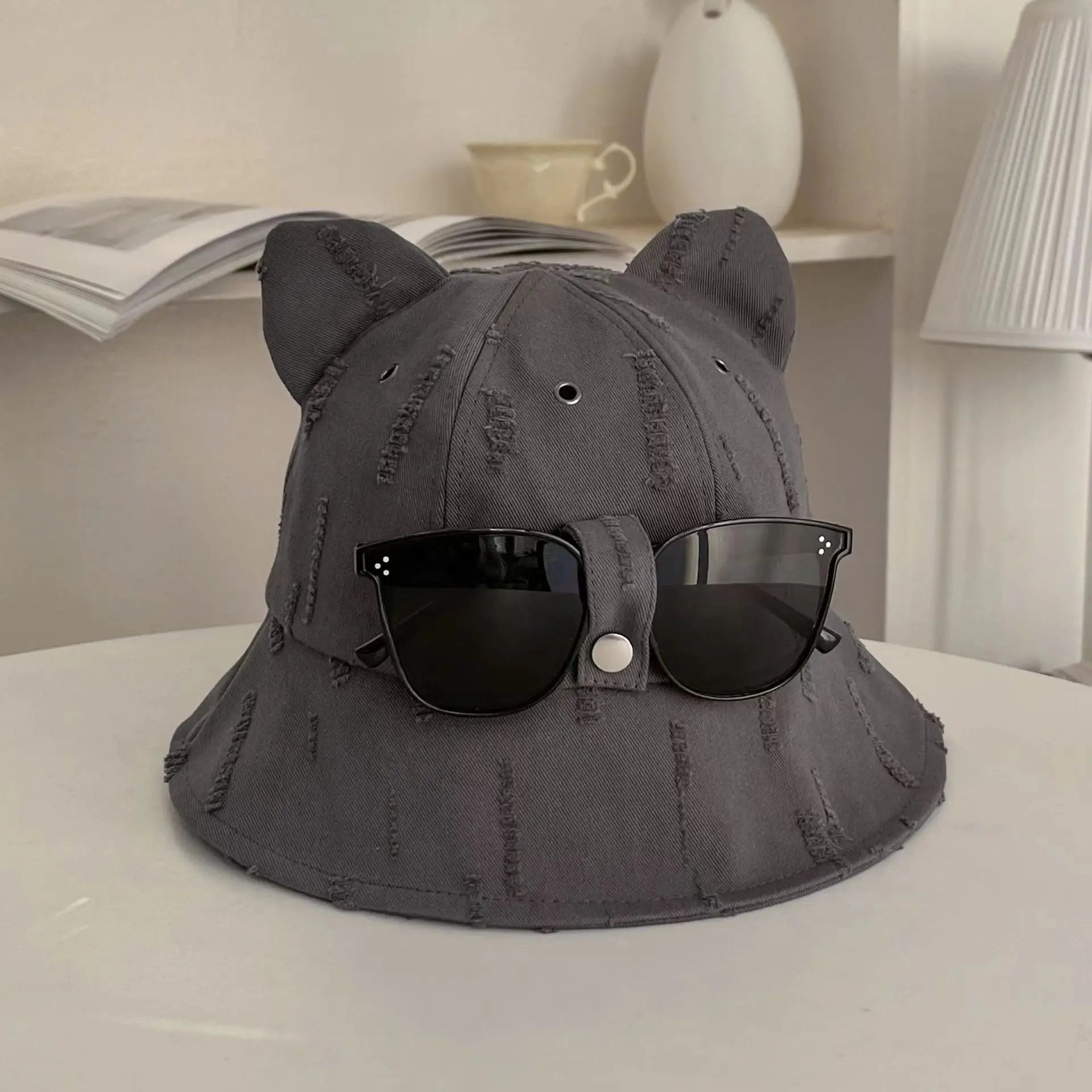 Cute Cartoon Bucket Hat With Glasses Women Spring And Summer Fashion Bob Chapeau Outdoor Sunscreen Sun Fishing Cap Panama