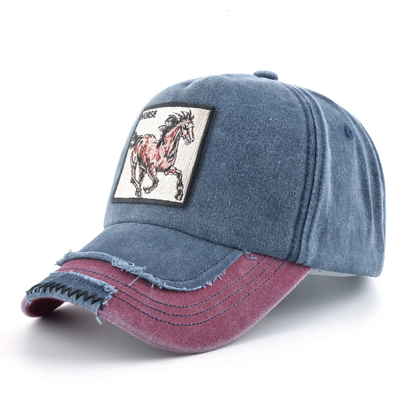 Vintage Denim Baseball Cap With Embroidery Horse Patch Men Snapback Hip Hop Dad Hats Women Four Seasons Adjustable Visor Cap