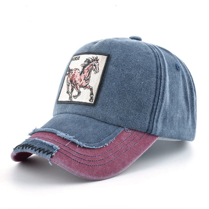 Vintage Denim Baseball Cap With Embroidery Horse Patch Men Snapback Hip Hop Dad Hats Women Four Seasons Adjustable Visor Cap