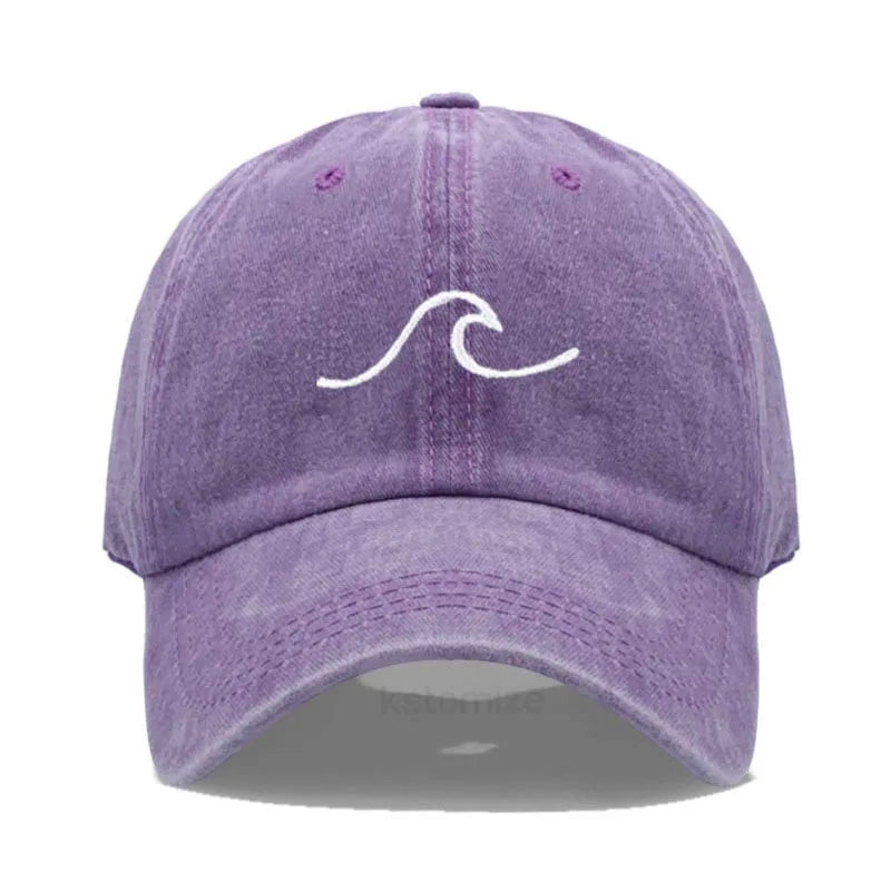 Men's Baseball Cap Women's Washed Cotton Waves Embroidery Embroidery Dad Hat Sport Golf Caps For Man Sun Hats Dropshipping