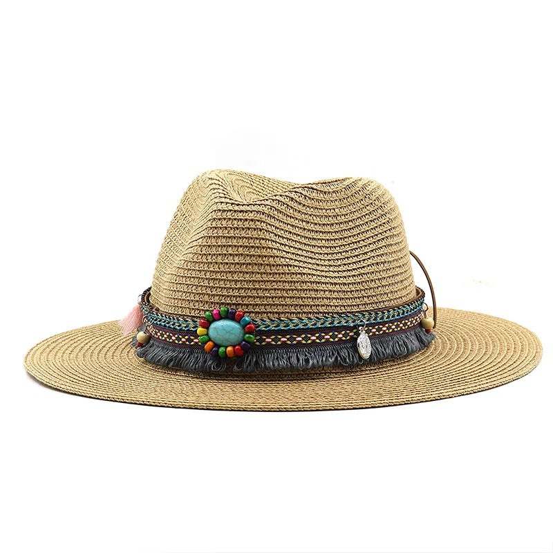 Summer Beach Hat Men and Women Couple Denim Visor Sun Hat Minority Style Denim Straw Hat