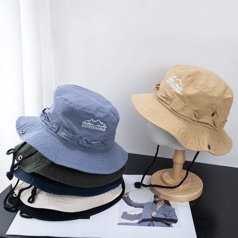 Unisex Wide Brim Bucket Hat – UV Protection Breathable Panama Fisherman Hiking Sun Hat