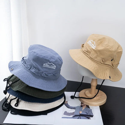Unisex Wide Brim Bucket Hat – UV Protection Breathable Panama Fisherman Hiking Sun Hat