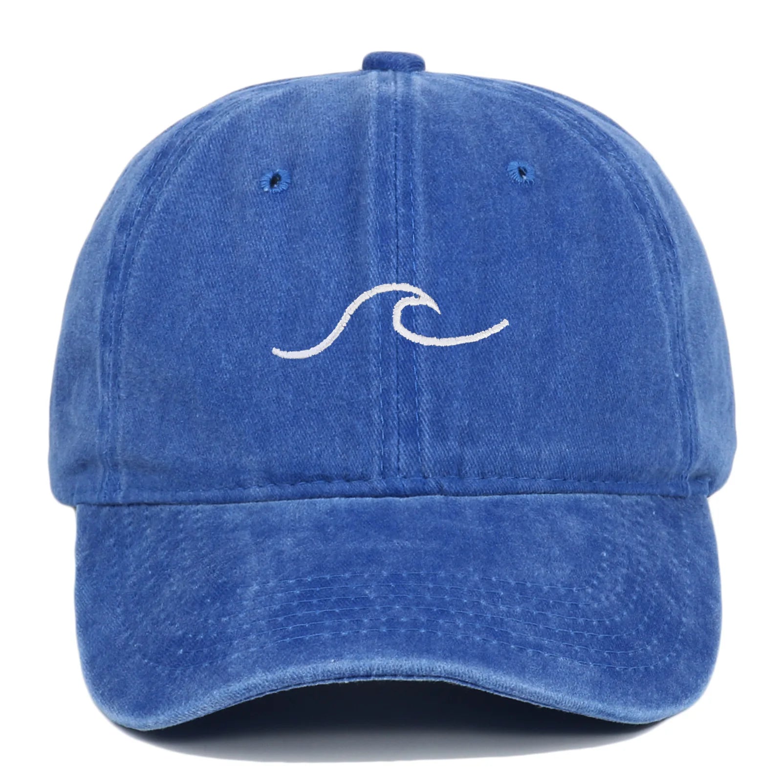 Wave Pattern Embroidered Baseball Cap For Men Women Vintage Washed Cotton Duckbill Sun Hat Outdoor Sport Distressed Dad Hats