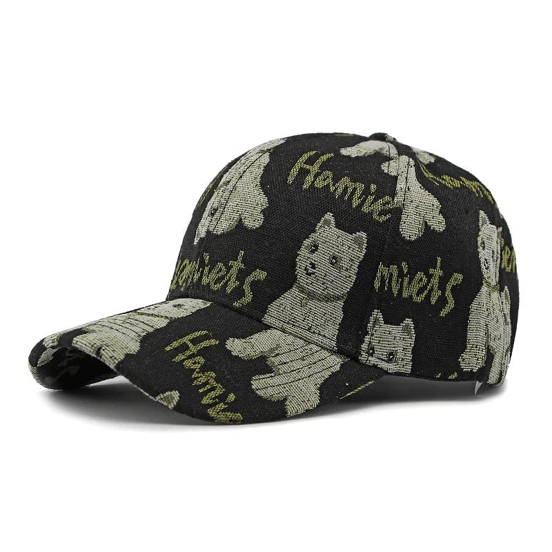 Ethnic Wind Hat for Men and Women Outdoor Sunshade Baseball Hat Fashion Imitation Cowboy Print Hard Top Duck Tongue Hat Trend