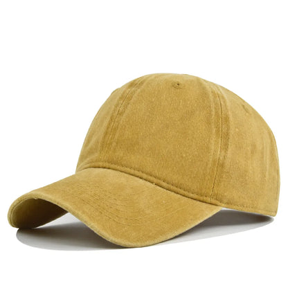 Unisex Retro Washed Cotton Baseball Cap – Solid Color Y2K Hip Hop Snapback Outdoor Sport Hat