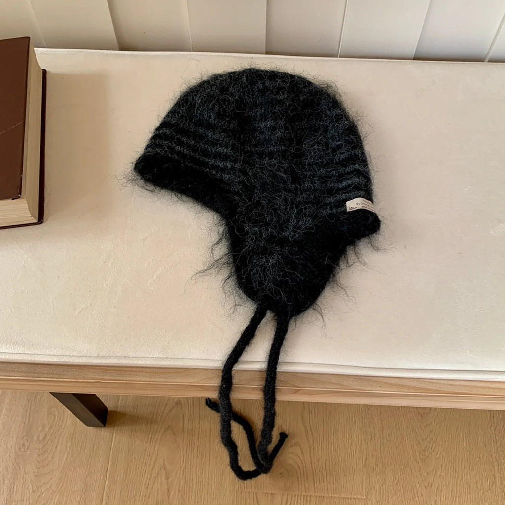 Winter Hat Women Wool Knitted Striped Beanie Baggy Cap Warm Windproof Outdoor Ski Balaclava Casual New