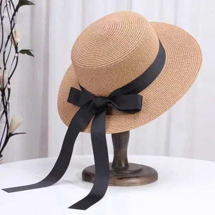 Spring Summer Classics Straw Hat Female Flat Top Bucket Hats Chapeu Sweet Bow Sombrero Mujer Fedora Sun Cap Panama Bob