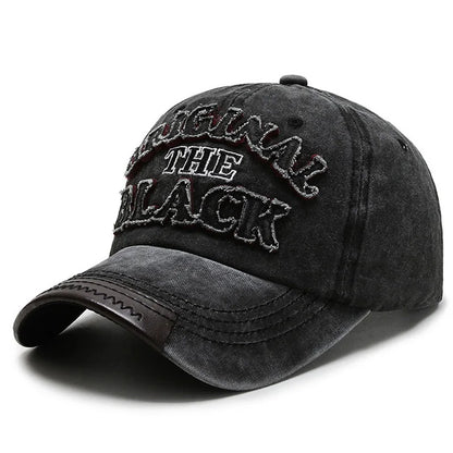 New Cotton Coated Outdoor Sports Wash Baseball Cap Embroidery Patch Black Letter Sunscreen Sunshade Hat Spring And Autumn