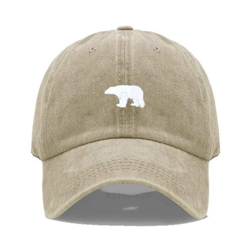 little Bear Embroidery Baseball Cap for Women Men Fashion Adjustable Soft Washed Cotton Dad Hat Unisex Classic Golf Caps