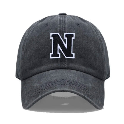 Initial Letter A-Z Embroider Baseball Cap For Men Womne Washed Cotton Dad Hat Fashion Team Sport Visors Snapback Caps