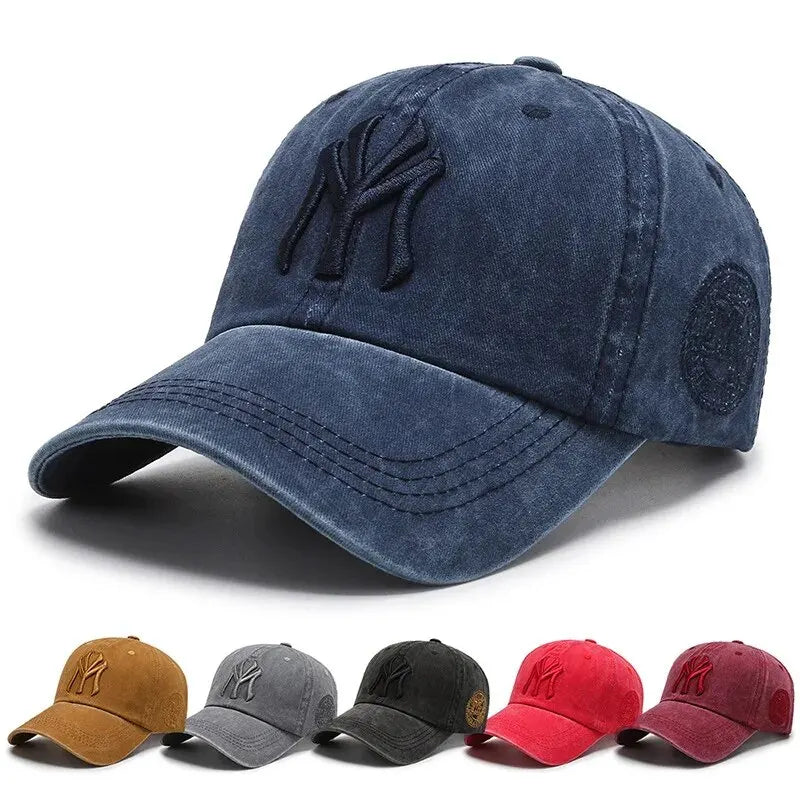 Unisex Washed Distressed Baseball Cap Korean Style Embroidered Casual Sun Hat