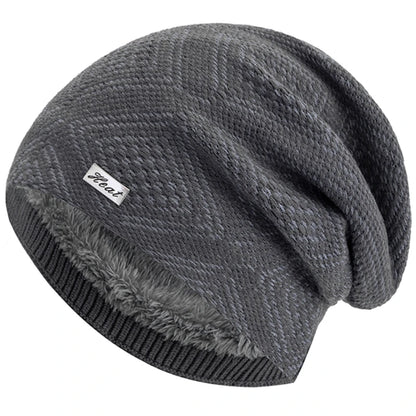 Hot Sale Unisex Warm Winter Hat HEAT Mark Skull Cap Diamond Grid Design Beanie Hat Thicken Winter Hats For Women Men Knit Hat