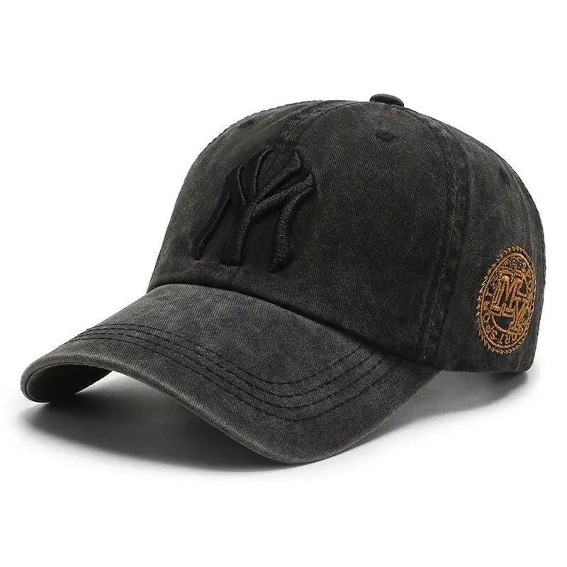 Unisex Washed Distressed Baseball Cap Korean Style Embroidered Casual Sun Hat