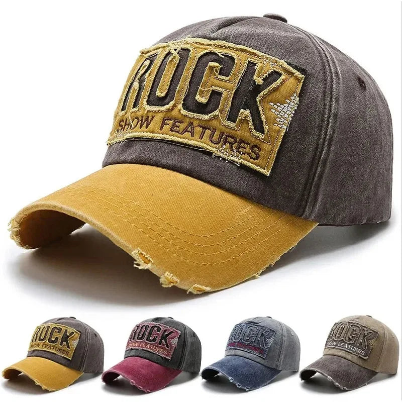Korean Washed Letter Denim Baseball Cap Distressed Adjustable Unisex Sun Hat
