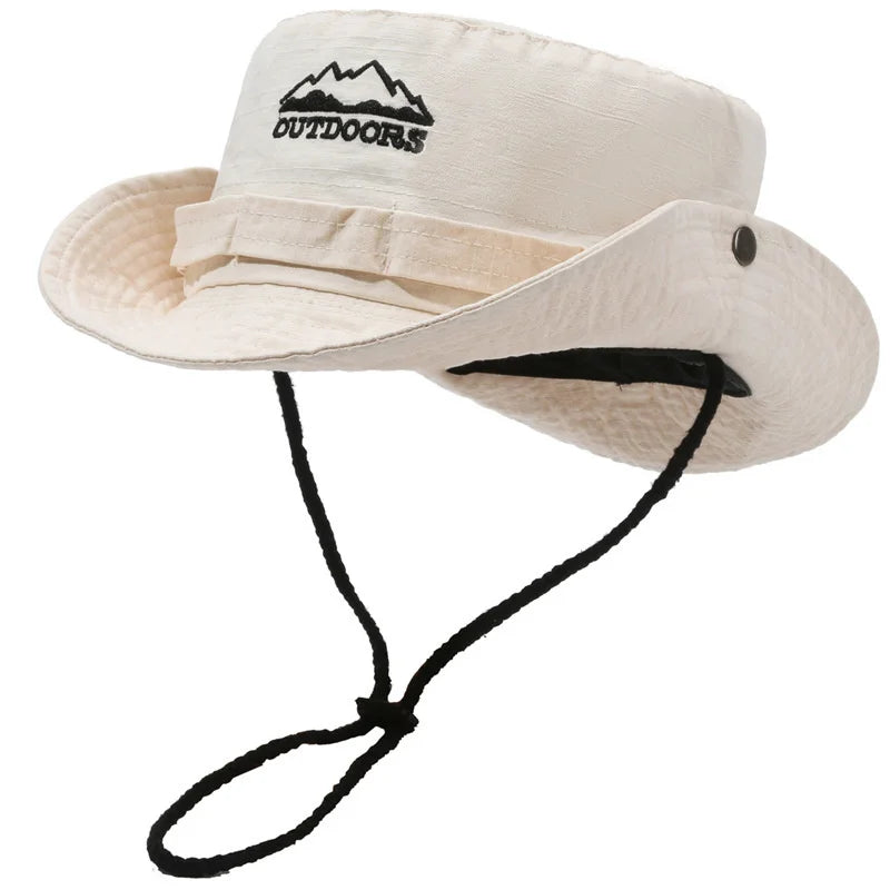 Unisex Wide Brim Bucket Hat – UV Protection Breathable Panama Fisherman Hiking Sun Hat
