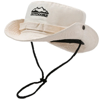 Unisex Wide Brim Bucket Hat – UV Protection Breathable Panama Fisherman Hiking Sun Hat