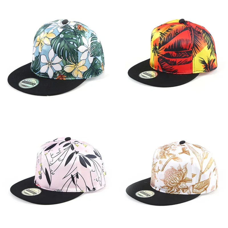 New Hip Hop Flat Brim Baseball Cap Hawaiian Digital Printing Coconut Tree Snapback Hat Summer Outdoor Sunscreen Sport Beach Caps